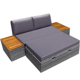 Homall Outdoor Daybed Patio Furniture Set Rattan Storage Daybed with Cushion and Side Table