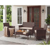 Lacoo 4 Pieces Patio Furniture Set Outdoor Conversation Wicker Rattan Chairs Seating with Cushion and Glass Table Weather-Resistant for Garden Backyard Porch