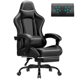 Vyrox PU Leather Gaming Chair with Massage Lumbar Support, Ergonomic High Back Computer Gamer Chair with Adjustable Footrest