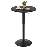 Homall 2 Pieces Bar Table Height Adjustable Bistro Pub Table Cocktail Round Table with Metal Base, White/Sliver