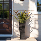 Homall 2-Pack 24" Tall Outdoor Plastic Planters with Inside Pots, Rattan - Patterned for Patio Decor