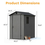 Homall 4x6ft Outdoor Plastic Storage Shed,Resin Shed with Lock & Window for Garden,Backyard Easy Assembly,Gray