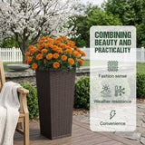 Homall 25" Tall Plastic Planter Set of 2 with Inside Pots, Drainages, for Outdoor and Indoor