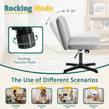 Homall Office Desk Chair Armless Swivel Vanity Chair, Fabric Padded Home Office Chair No Wheels, Gray