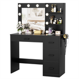 Homall Vanity Desk with Mirror, 3 Modes LED Lights and USB Power Outlet, Makeup Vanity Table with 6 Storage Shelves and 7 Drawers for Dressing Room Bedroom