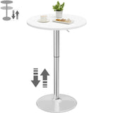 Homall 2 Pieces Bar Table Height Adjustable Bistro Pub Table Cocktail Round Table with Metal Base, White/Sliver