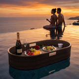 Homall 40×30×7in Rattan Floating Pool Tray Wicker Serving Tray for Food Drinks Floats for Spas Pool Parties