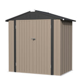 Homall 4' x 6' Mental Outdoor Storage Shed with Sloping Roof and Lockable Door, for Backyard & Garden, Brown