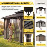 Homall 10x12 FT Hardtop Gazebo with Aluminum Frame Galvanized Steel Double Roof & Mosquito Net and Curtains for Garden Patio Lawns