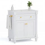 Homall 30'' Bathroom Vanity with Ceramic Sink, Storage Cabinet & Towel Bar, Modern Farmhouse Bathroom Vanity for Small Bathrooms & Powder Rooms