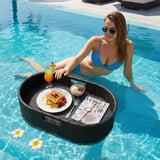 Homall 25.59×15.75×7.1in Rattan Floating Pool Tray Wicker Serving Tray for Food Drinks Floats for Spas Pool Parties
