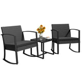 Homall 3 Pieces Patio Bistro Chairs Set, Outdoor PE Rattan Chairs with Cushions and Coffee Table Conversation Set