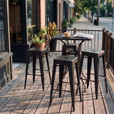 Vyrox Metal Bar Stools Set of 4, 30 Inch Bar Height Stackable Backless Industrial Stools with Footrest, Indoor & Outdoor