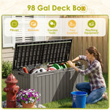 Homall 98 Gallon Deck Box with Lockable Lid, Waterproof Outdoor Storage Container for Patio, Garden & Backyard, Black