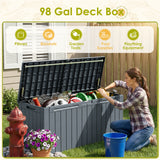 Homall 98 Gallon Deck Box with Lockable Lid, Waterproof Outdoor Storage Container for Patio, Garden & Backyard, Black