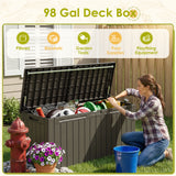 Homall 98 Gallon Deck Box with Lockable Lid, Waterproof Outdoor Storage Container for Patio, Garden & Backyard, Black