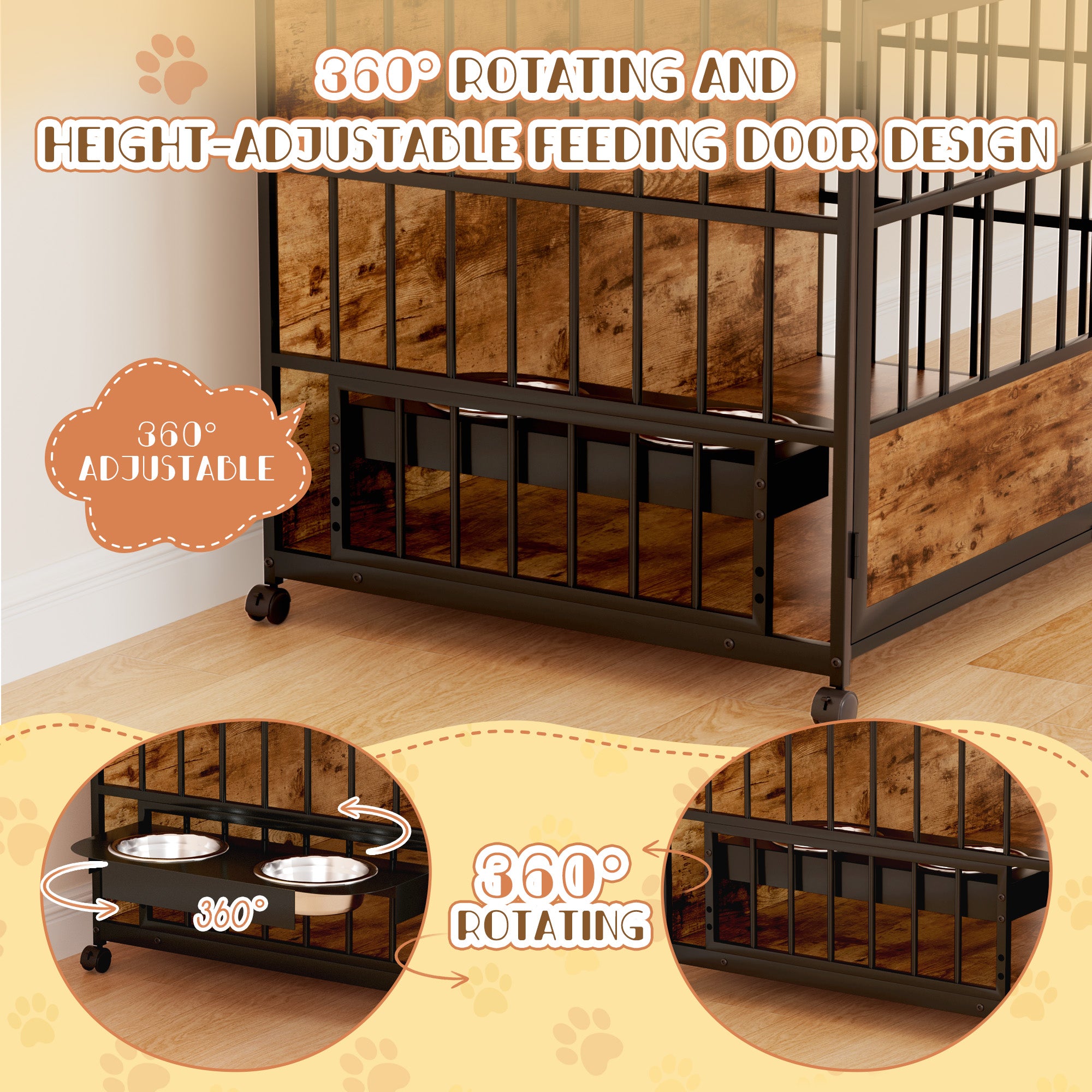 Homall 44.1”Heavy Duty Large Dog Crate Furniture with Dual Desktops,Ro ...