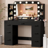 Homall Vanity Desk with Lights & Mirror, Makeup Vanity Table with Power Outlet & Storage for Bedroom Dressing Room, White