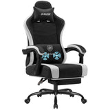 Vyrox Reclining Gaming Chair with Footrest, Massage Lumbar Support, Breathable Technical Fabric, Ergonomic Video Game Chair with Headrest