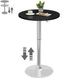 Homall 2 Pieces Bar Table Height Adjustable Bistro Pub Table Cocktail Round Table with Metal Base, White/Sliver