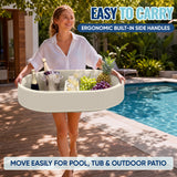 Homall Floating Pool Tray with Cup Holders, Portable Serving Table & Bar for Pool, Hot Tub, Lake, Beige