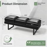 Vyrox 61" Upholstered Bedroom Bench, Set of 3 PU Leather Entryway Bench with Heavy-Duty Metal Legs for Living Room, Office & Lobby