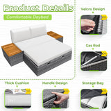 Homall Outdoor Daybed Patio Furniture Set Rattan Storage Daybed with Cushion and Side Table