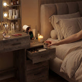 Homall Makeup Vanity Desk with LED Lights, Mirror & Power Outlet, Dressing Table with 4 Shelves and 5 Drawers, Vanity Set & Nightstand for Bedroom