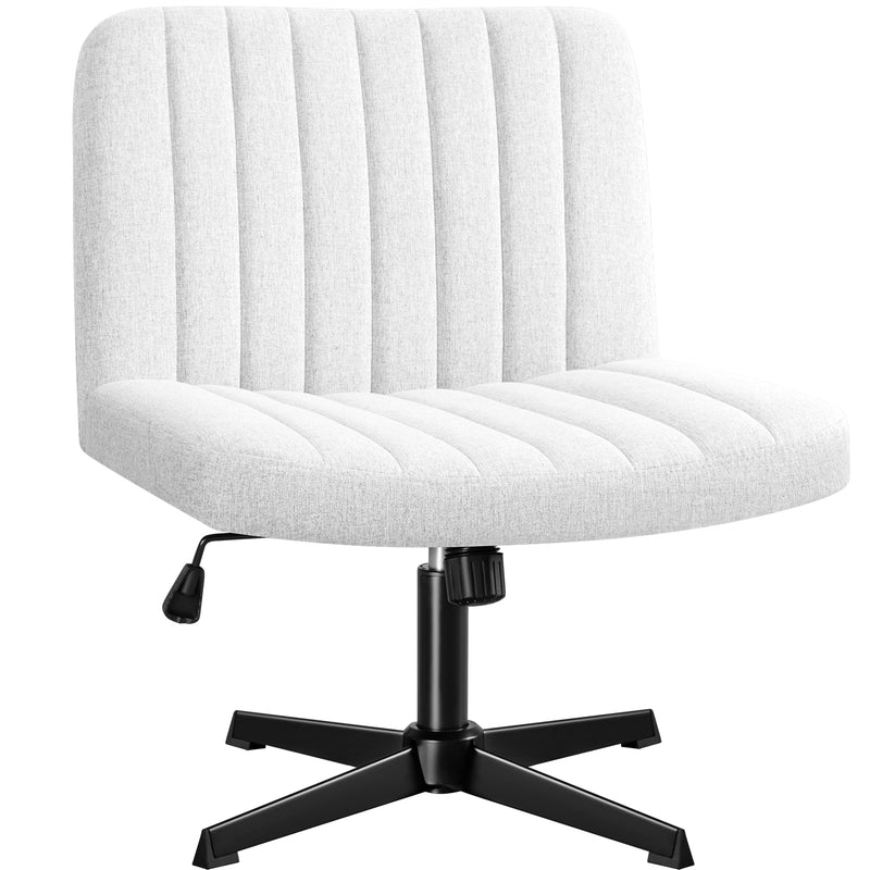 Homall Office Desk Chair Armless Swivel Vanity Chair with No Wheels, Fabric Padded Home Office Chair with Footrest