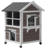 Homall Outdoor Wooden Cat House with Air Vents, Indoor Feral Cat Shelter with Escape Door and Balcony