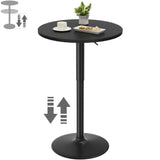 Homall 2 Pieces Bar Table Height Adjustable Bistro Pub Table Cocktail Round Table with Metal Base, White/Sliver