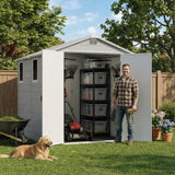 Homall 6x8ft Outdoor Resin Storage Shed with Window,Weather-Resistant, Easy Assembly, Wood-Effect Outdoor Shed for Garden & Tool Storage ,Light Gray