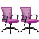 Vyrox Mid-Back Mesh Office Chair Set of 2, Ergonomic Desk Chair with Lumbar Support, Adjustable Swivel Task Chair for Home Office