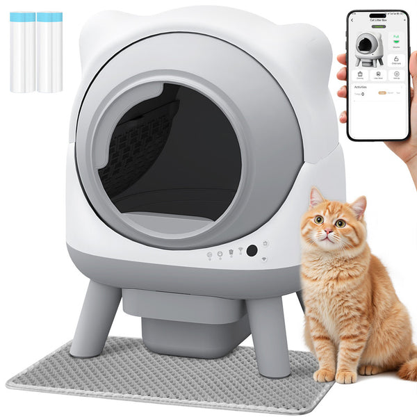 Homall Cute Cat-Ear Self-Cleaning Automatic Cat Litter Box with Smart –  homalldirect
