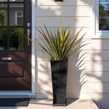 Homall 2-Pack 24" Tall Outdoor Plastic Planters with Inside Pots, Rattan - Patterned for Patio Decor