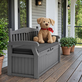 Homall 80 Gallon Plastic Storage Bench Made Of Durable Weatherproof Resin And Deck-Box Organized Storage Compartment For Outdoor Patios And Lawns