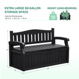 Homall 80 Gallon Plastic Storage Bench Made Of Durable Weatherproof Resin And Deck-Box Organized Storage Compartment For Outdoor Patios And Lawns