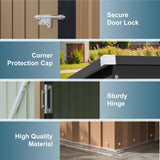 LACOO 3 x 5 ft. Patio Steel Storage Lockable Shed for Backyard, Mental Outdoor Storage Shed for Garden with Groove Roof, Brown