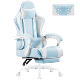 Vyrox PU Leather Gaming Chair with Massage Lumbar Support, Ergonomic High Back Computer Gamer Chair with Adjustable Footrest