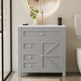 Homall 30'' Bathroom Vanity with Undermount Resin Sink, Freestanding Bathroom Vanity with Resin Top, Wood Bathroom Cabinet with Drawers & Shelves