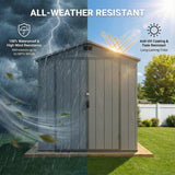 6x6ft Outdoor Plastic Storage Shed with Window,Weather-Resistant, Easy Assembly, Wood-Effect Garden Tool House,Dark Gray