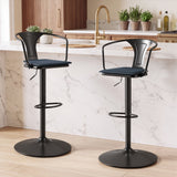 Vyrox Adjustable Bar Stools with Back and Arms, Swivel Metal Bar Chair with Round Base and Footrest, Counter Height Stool