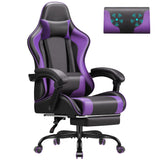 Vyrox PU Leather Gaming Chair with Massage Lumbar Support, Ergonomic High Back Computer Gamer Chair with Adjustable Footrest