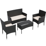 Lacoo 4 Pieces Patio Conversation Set Outdoor PE Rattan Wicker Chairs Set and Table