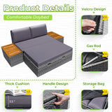Homall Outdoor Daybed Patio Furniture Set Rattan Storage Daybed with Cushion and Side Table