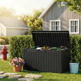 Homall 98 Gallon Deck Box with Lockable Lid, Waterproof Outdoor Storage Container for Patio, Garden & Backyard, Black