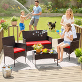 Homall 4 Pieces Patio Conversation Set Outdoor Furniture Rattan Chairs Wicker Seating with Cushion and Table Weather-resistant for Porch Garden Backyard