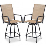 Homall 2-Piece Beige Bar Height Patio Stools – 360° Swivel Textilene Outdoor Chairs, Weather-Resistant Steel Frame for Balcony, Garden & Poolside