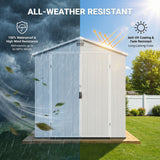 6x6ft Outdoor Plastic Storage Shed with Window,Weather-Resistant, Easy Assembly, Wood-Effect Garden Tool House,Light Gray