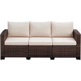 Homall Patio 3 Seater Outdoor Sofa Outdoor Couch with Waterproof Sofa Cover,High Back Rattan Deep Seat Sofa for Patio,Porch,Backyard